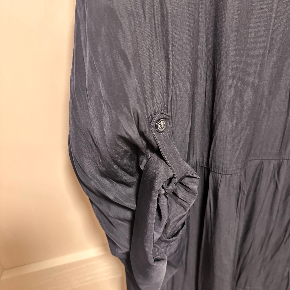 Chico's Navy Tiered Maxi Dress with Roll-Tab Sleeves sea island sz 4 -20/22 - Picture 8 of 8